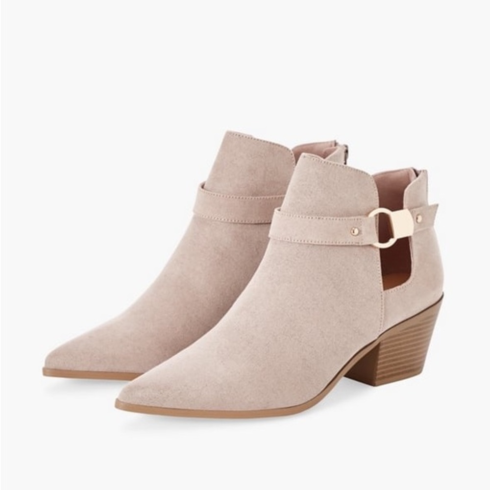 JustFab Beige Jaelyn Buckle Detail Bootie - Picture 3 of 4